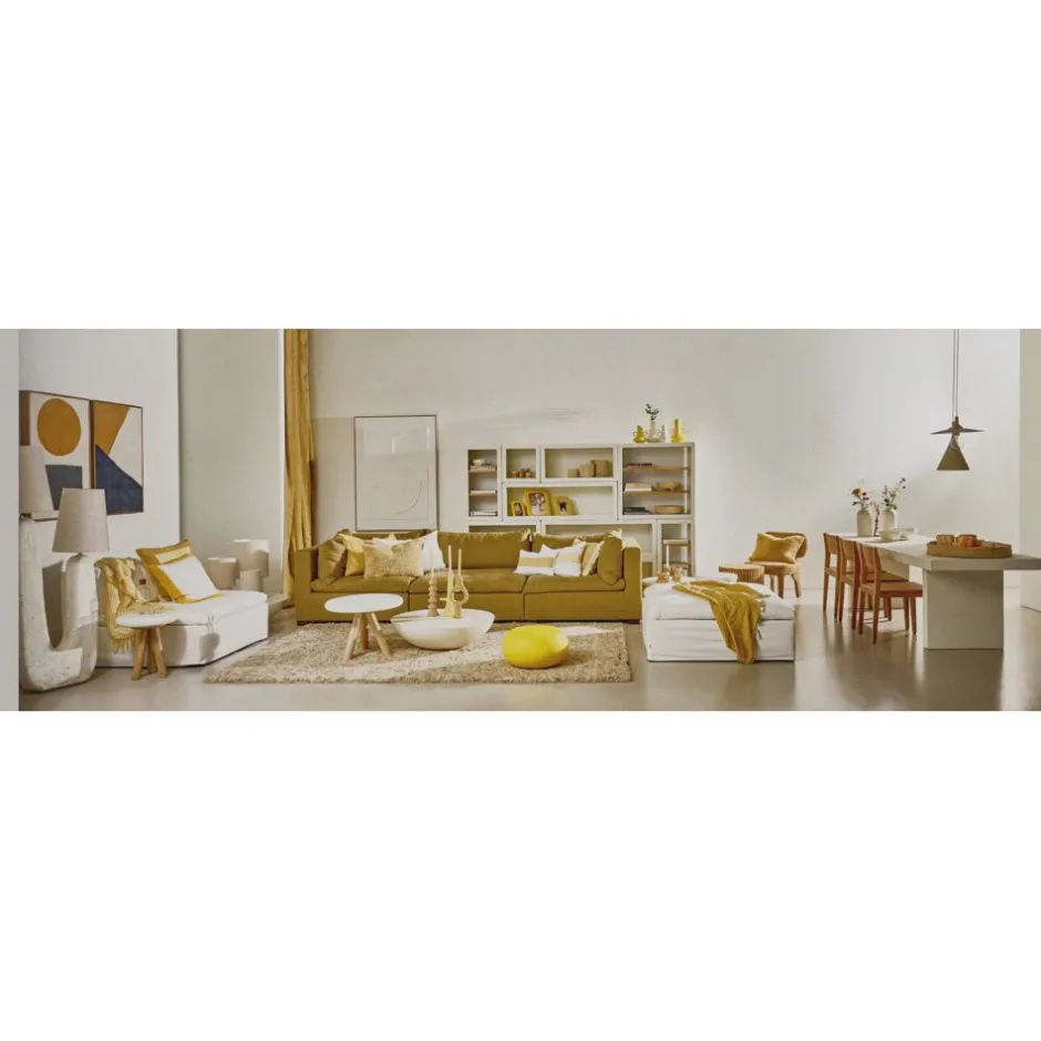 Pomax Tables Basses | Tables-PRETORIA - table basse - enduit à la chaux / bois - DIA 40 x H 45 cm - blanc cassé