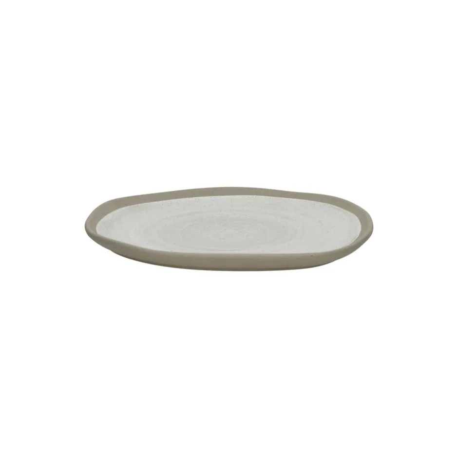 Pomax Vaisselle-PRIMEVAL - assiette à dessert - porcelaine - L 16,5 x W 15 x H 1,4 cm - gris clair