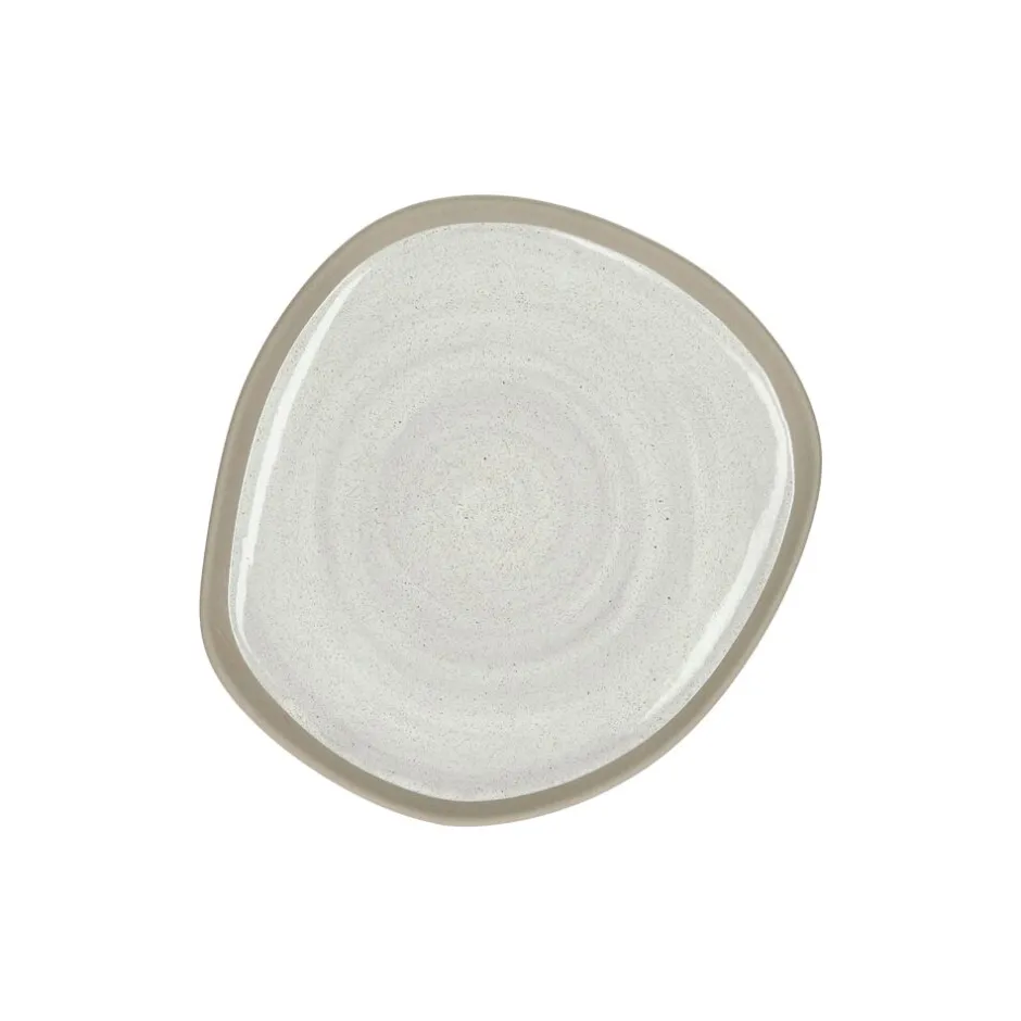Pomax Vaisselle-PRIMEVAL - assiette à dessert - porcelaine - L 16,5 x W 15 x H 1,4 cm - gris clair
