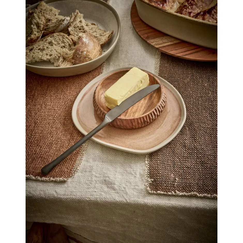 Pomax Vaisselle-PRIMEVAL - assiette à dessert - porcelaine - L 16,5 x W 15 x H 1,4 cm - terracotta