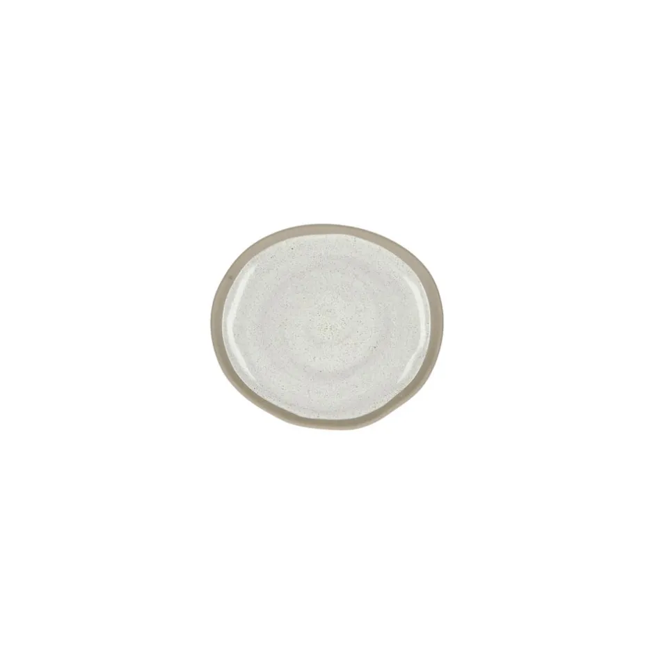 Pomax Vaisselle-PRIMEVAL - assiette apéritif - porcelaine - L 10,7 x W 9,5 x H 1,2 cm - gris clair