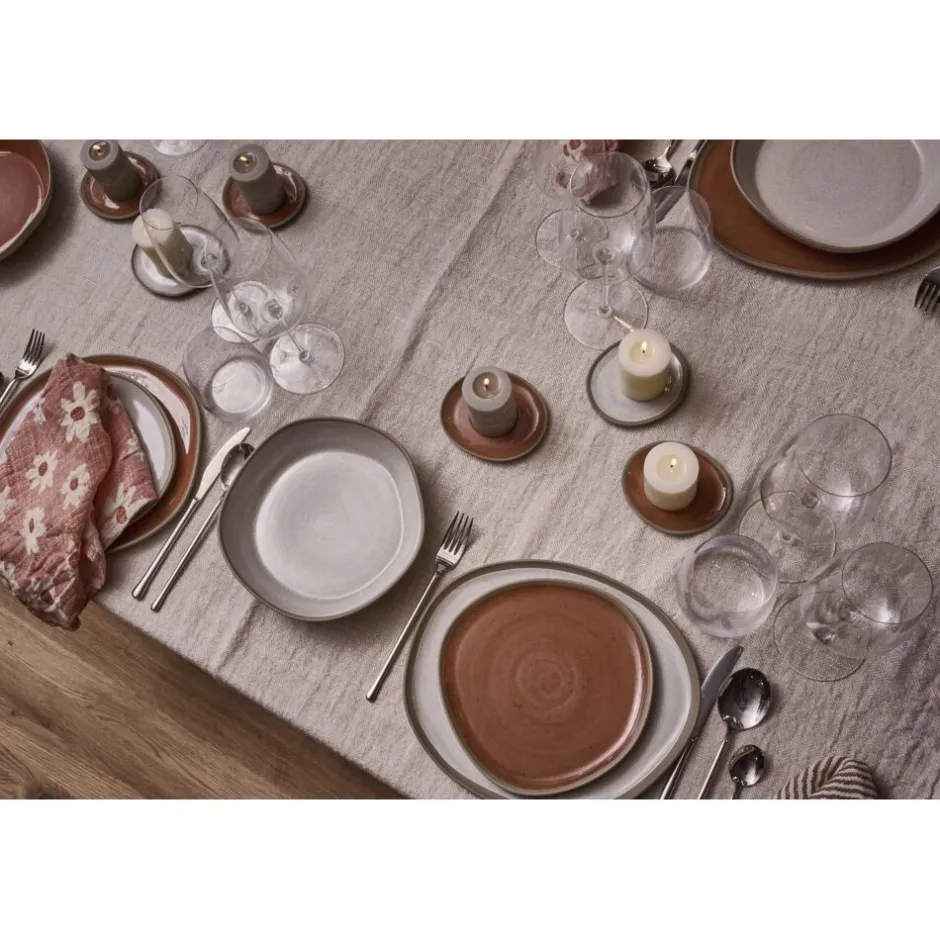 Pomax Vaisselle-PRIMEVAL - assiette apéritif - porcelaine - L 10,7 x W 9,5 x H 1,2 cm - gris clair
