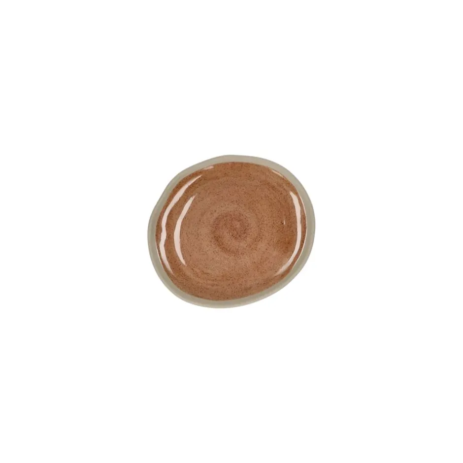 Pomax Vaisselle-PRIMEVAL - assiette apéritif - porcelaine - L 10,7 x W 9,5 x H 1,2 cm - terracotta