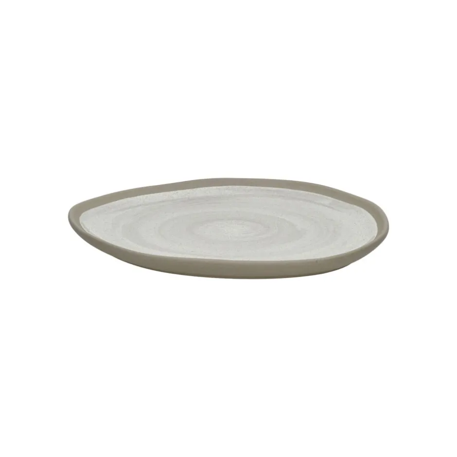 Pomax Vaisselle-PRIMEVAL - assiette petit déjeuner - porcelaine - L 20,4 x W 20 x H 1,5 cm - gris clair