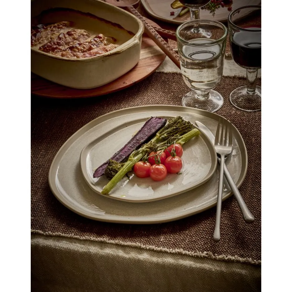 Pomax Vaisselle-PRIMEVAL - assiette petit déjeuner - porcelaine - L 20,4 x W 20 x H 1,5 cm - gris clair