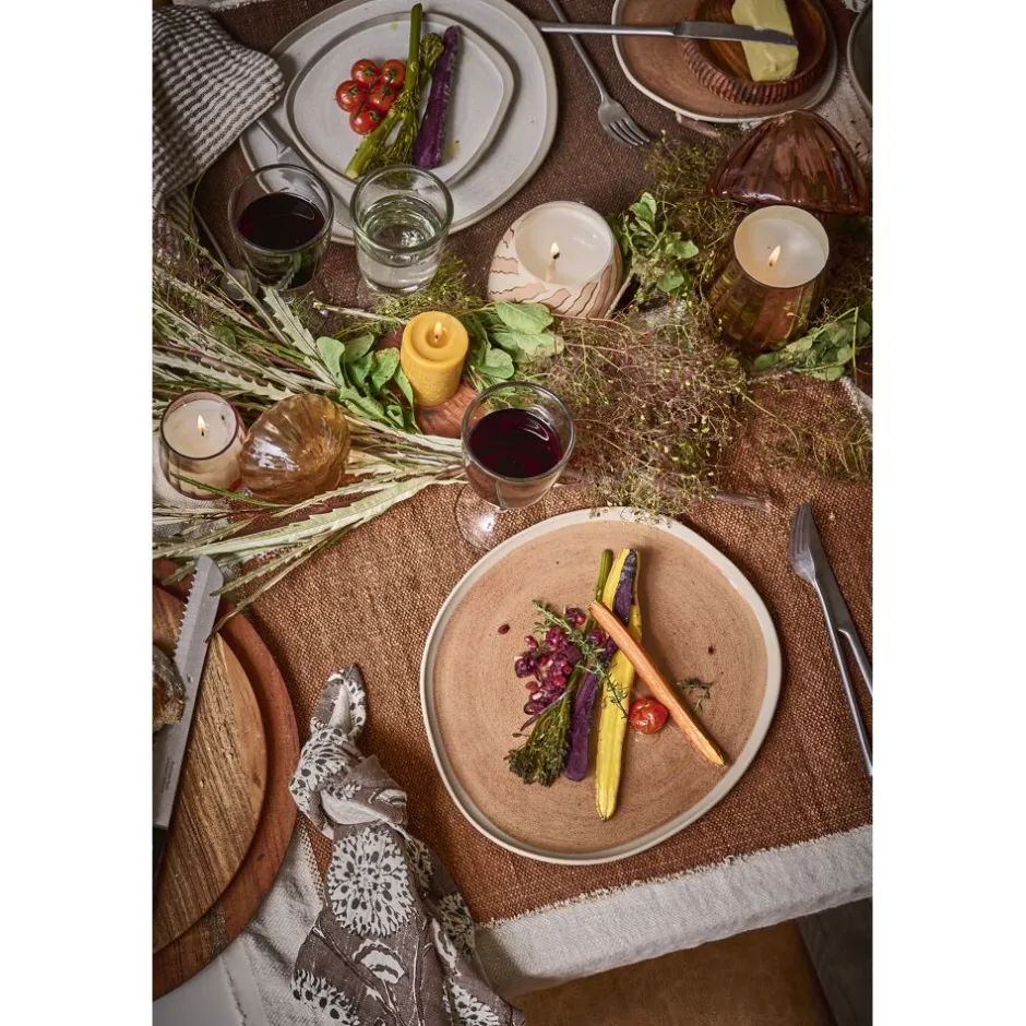 Pomax Vaisselle-PRIMEVAL - assiette petit déjeuner - porcelaine - L 20,4 x W 20 x H 1,5 cm - gris clair