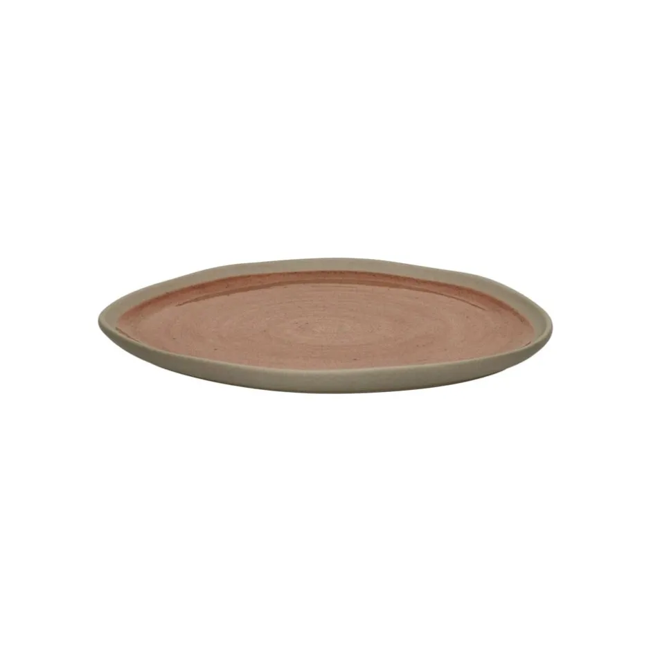 Pomax Vaisselle-PRIMEVAL - assiette petit déjeuner - porcelaine - L 20,4 x W 20 x H 1,5 cm - terracotta