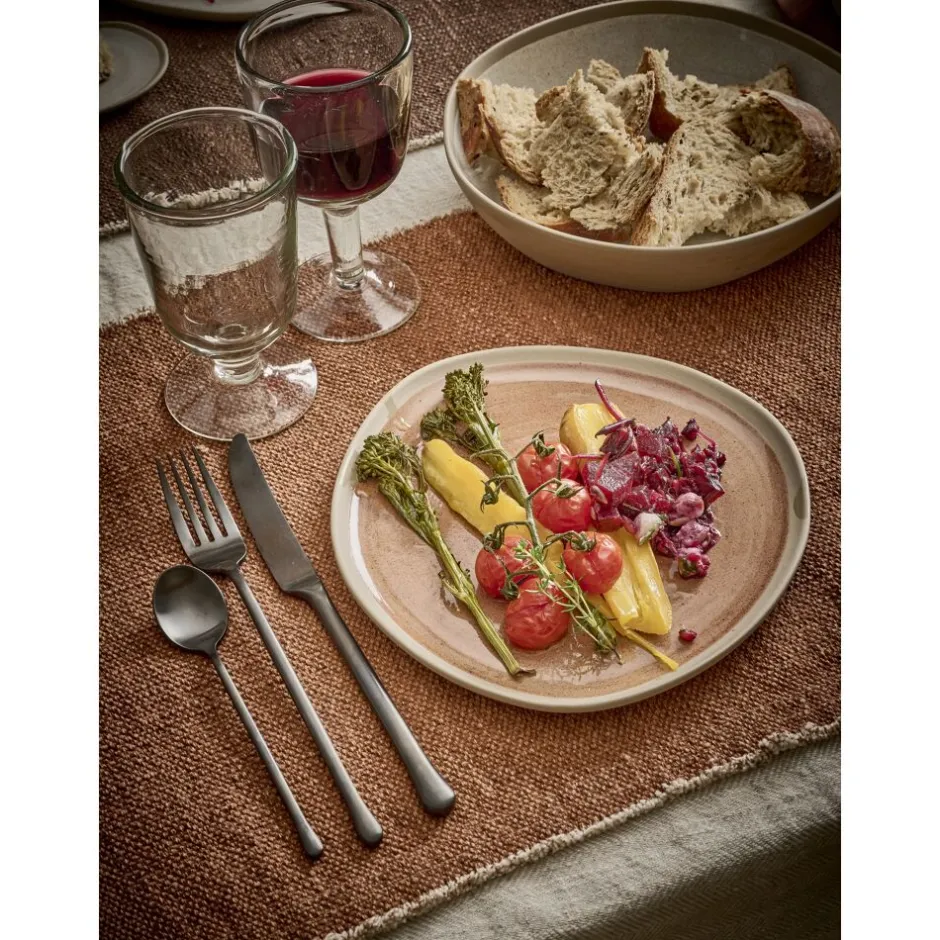 Pomax Vaisselle-PRIMEVAL - assiette petit déjeuner - porcelaine - L 20,4 x W 20 x H 1,5 cm - terracotta