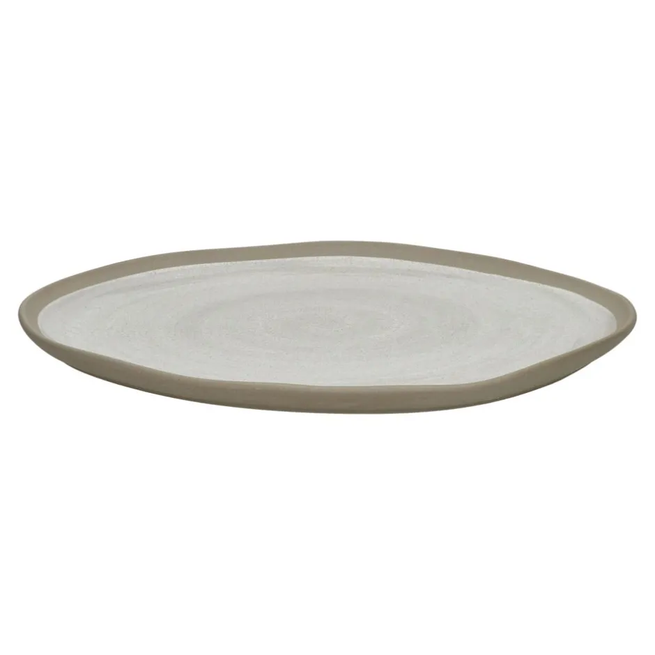 Pomax Vaisselle-PRIMEVAL - assiette plate - porcelaine - L 27 x W 24,3 x H 1,5 cm - gris clair
