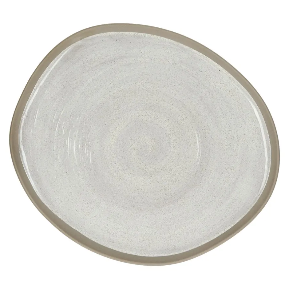 Pomax Vaisselle-PRIMEVAL - assiette plate - porcelaine - L 27 x W 24,3 x H 1,5 cm - gris clair