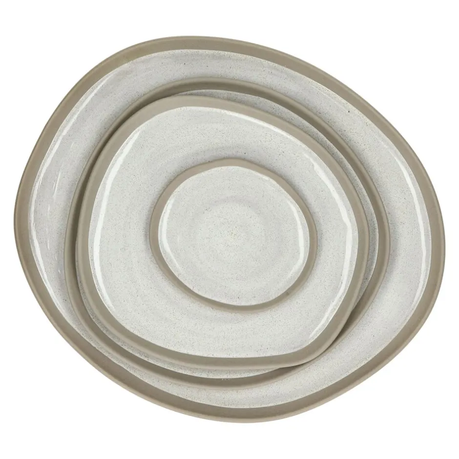 Pomax Vaisselle-PRIMEVAL - assiette plate - porcelaine - L 27 x W 24,3 x H 1,5 cm - gris clair
