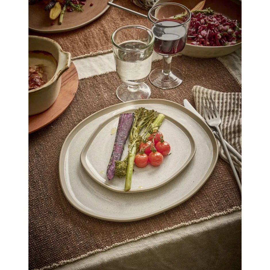 Pomax Vaisselle-PRIMEVAL - assiette plate - porcelaine - L 27 x W 24,3 x H 1,5 cm - gris clair