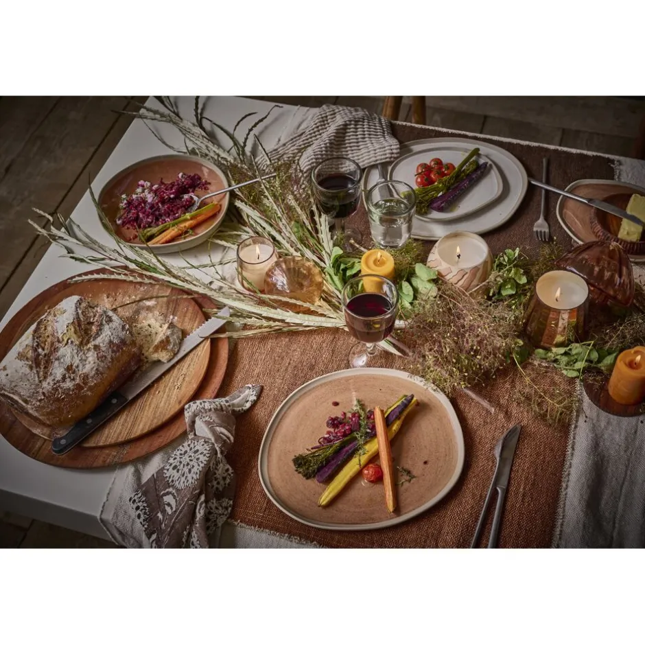Pomax Vaisselle-PRIMEVAL - assiette plate - porcelaine - L 27 x W 24,3 x H 1,5 cm - gris clair