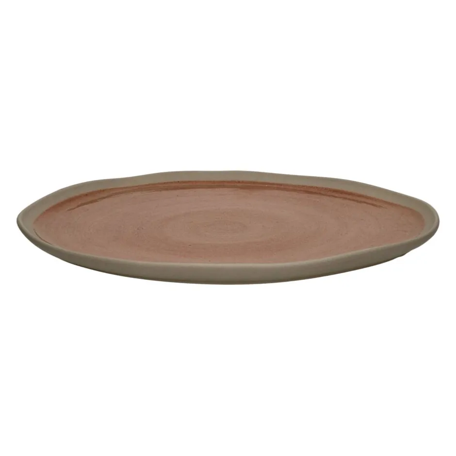 Pomax Vaisselle-PRIMEVAL - assiette plate - porcelaine - L 27 x W 24,3 x H 1,5 cm - terracotta