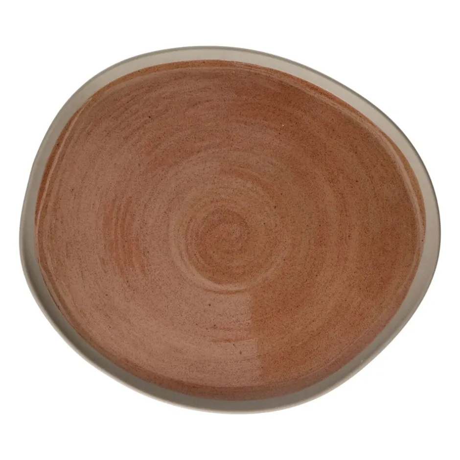 Pomax Vaisselle-PRIMEVAL - assiette plate - porcelaine - L 27 x W 24,3 x H 1,5 cm - terracotta