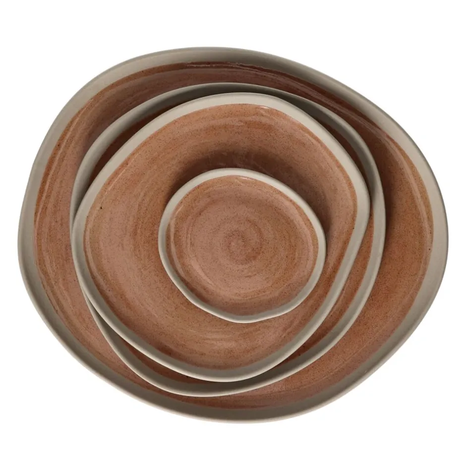 Pomax Vaisselle-PRIMEVAL - assiette plate - porcelaine - L 27 x W 24,3 x H 1,5 cm - terracotta