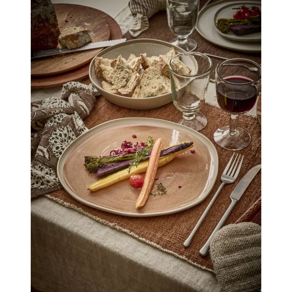 Pomax Vaisselle-PRIMEVAL - assiette plate - porcelaine - L 27 x W 24,3 x H 1,5 cm - terracotta