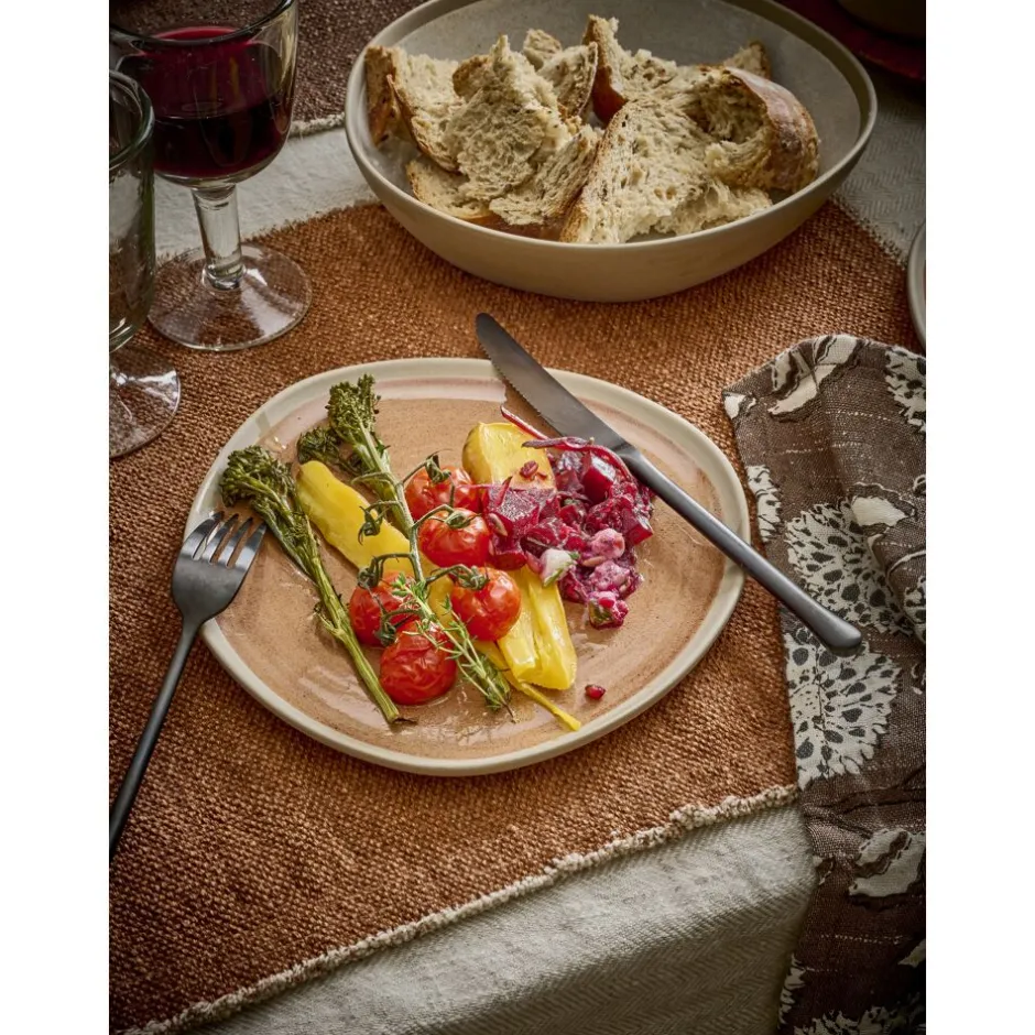 Pomax Vaisselle-PRIMEVAL - assiette plate - porcelaine - L 27 x W 24,3 x H 1,5 cm - terracotta