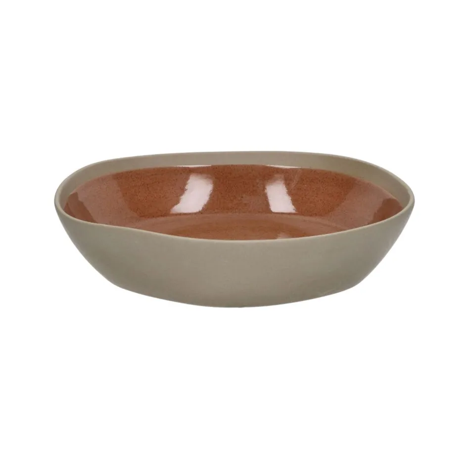 Pomax Vaisselle-PRIMEVAL - bol à pâtes - porcelaine - L 22,1 x W 21,7 x H 4,8 cm - terracotta