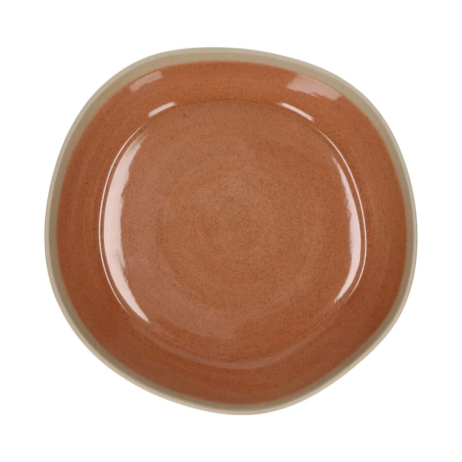 Pomax Vaisselle-PRIMEVAL - bol à pâtes - porcelaine - L 22,1 x W 21,7 x H 4,8 cm - terracotta
