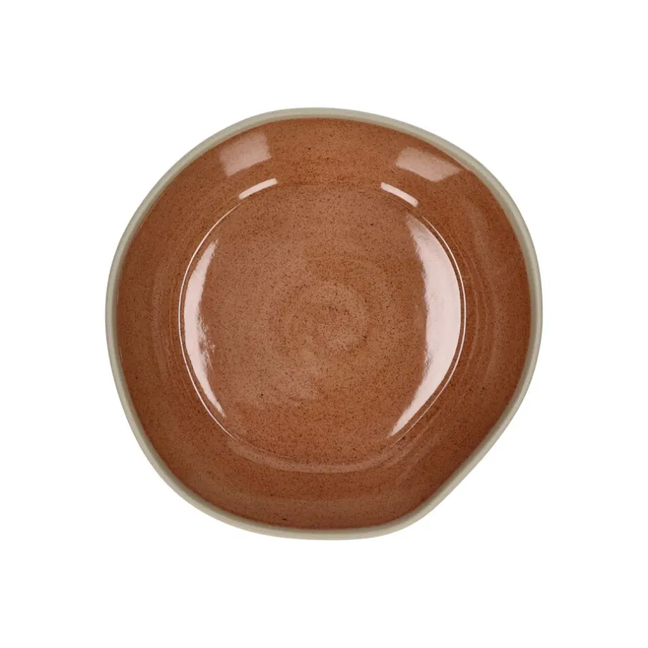 Pomax Vaisselle-PRIMEVAL - bol à soupe - porcelaine - L 18,5 x W 18 x H 4,8 cm - terracotta