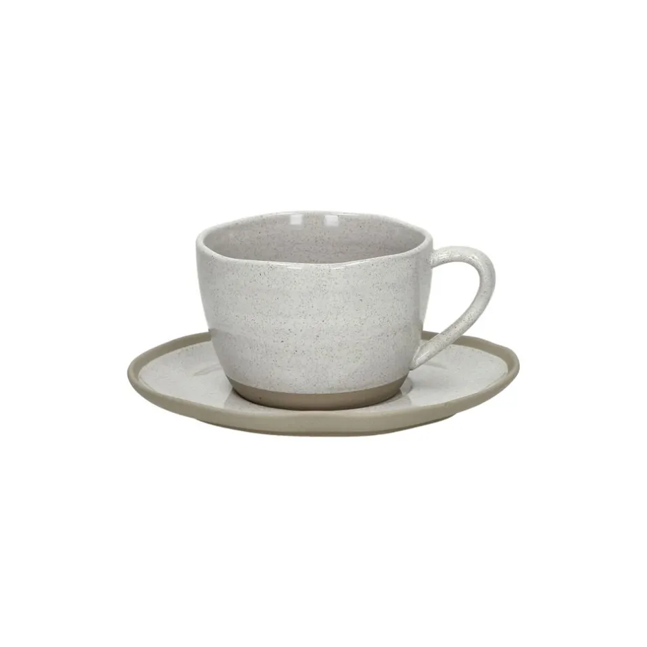 Pomax Vaisselle-PRIMEVAL - tasse & soucoupe - porcelaine - L 15,3 x W 13,4 x H 7,7 cm - gris clair