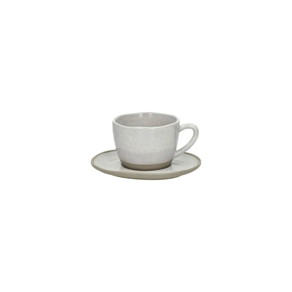 Pomax Vaisselle-PRIMEVAL - tasse & soucoupe - porcelaine - L 11,4 x W 10 x H 5,8 cm - gris clair