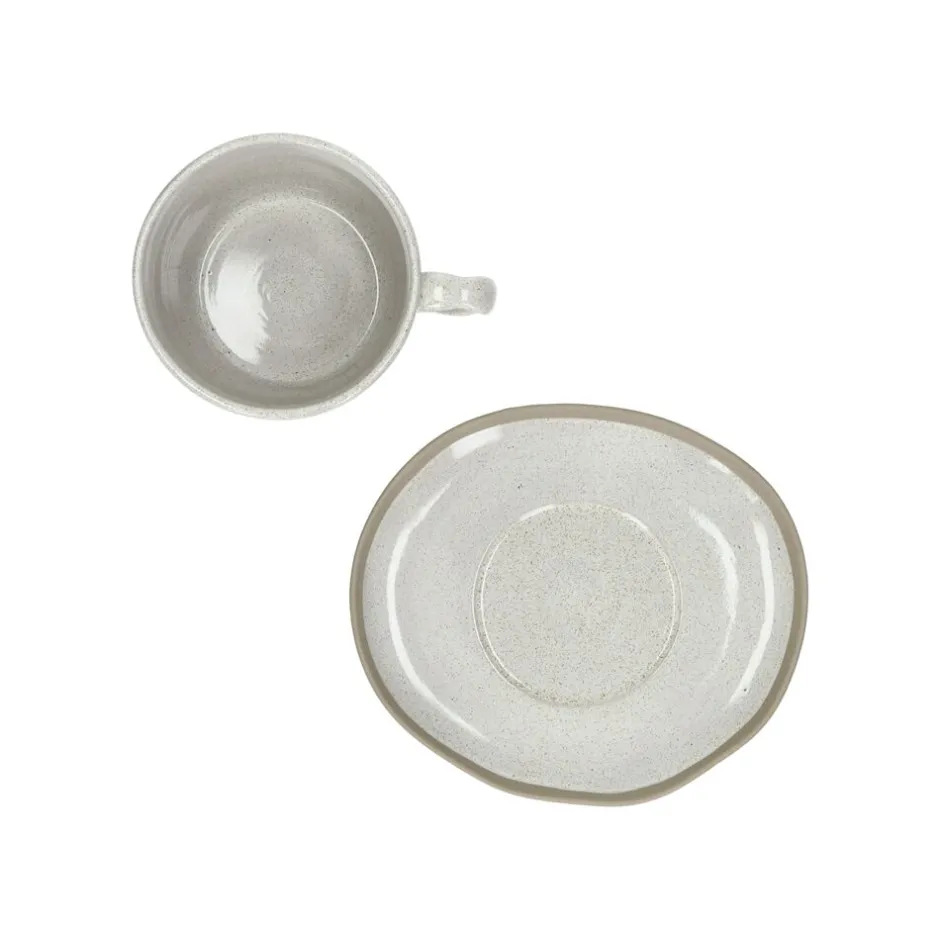Pomax Vaisselle-PRIMEVAL - tasse & soucoupe - porcelaine - L 15,3 x W 13,4 x H 7,7 cm - gris clair