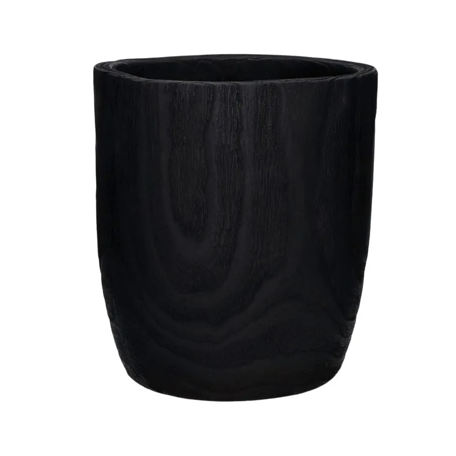 Pomax Cache-pots-PURE - pot à fleurs - bois de paulownia - DIA 30 x H 32 cm - noir