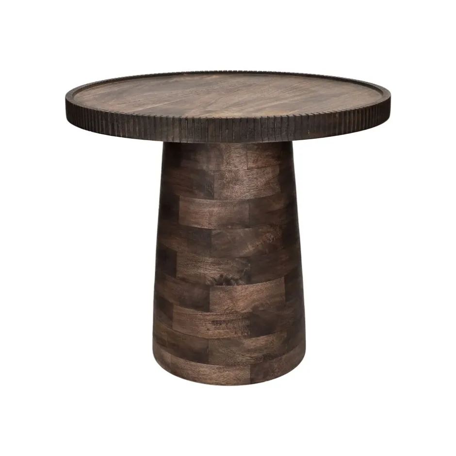 Pomax Tables Basses | Tables-RAMONA - table d'appoint - bois de mangier - DIA 46 x H 41,5 cm - noyer