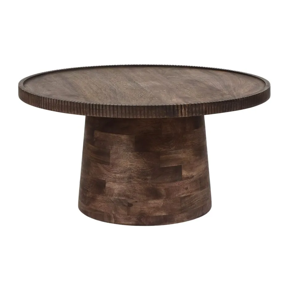 Pomax Tables Basses | Tables-RAMONA - table d'appoint - bois de mangier - DIA 65 x H 34 cm - noyer