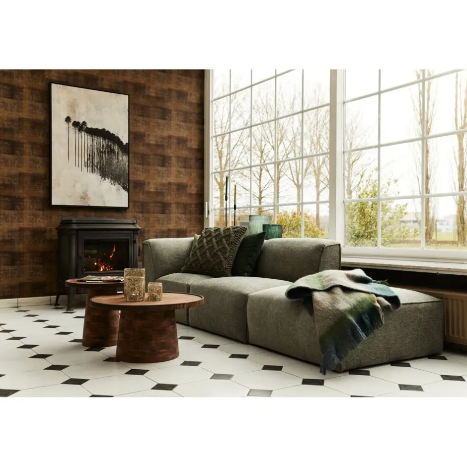 Pomax Tables Basses | Tables-RAMONA - table d'appoint - bois de mangier - DIA 46 x H 41,5 cm - noyer