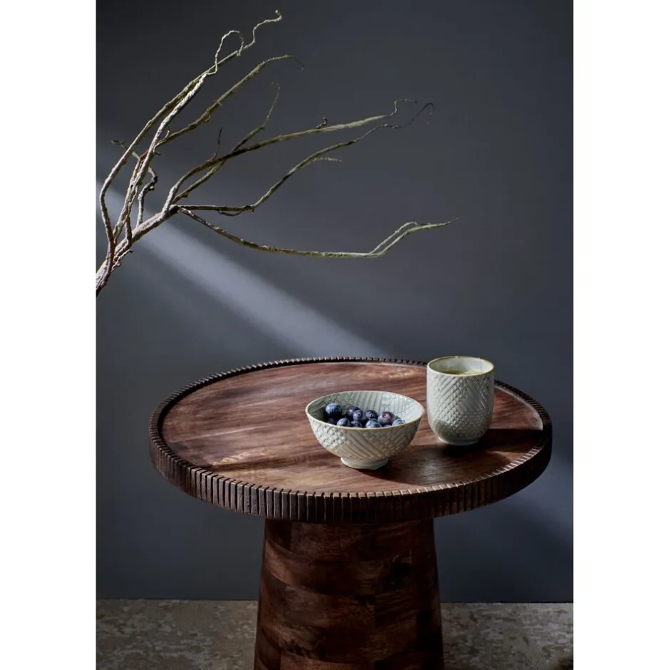 Pomax Tables Basses | Tables-RAMONA - table d'appoint - bois de mangier - DIA 46 x H 41,5 cm - noyer