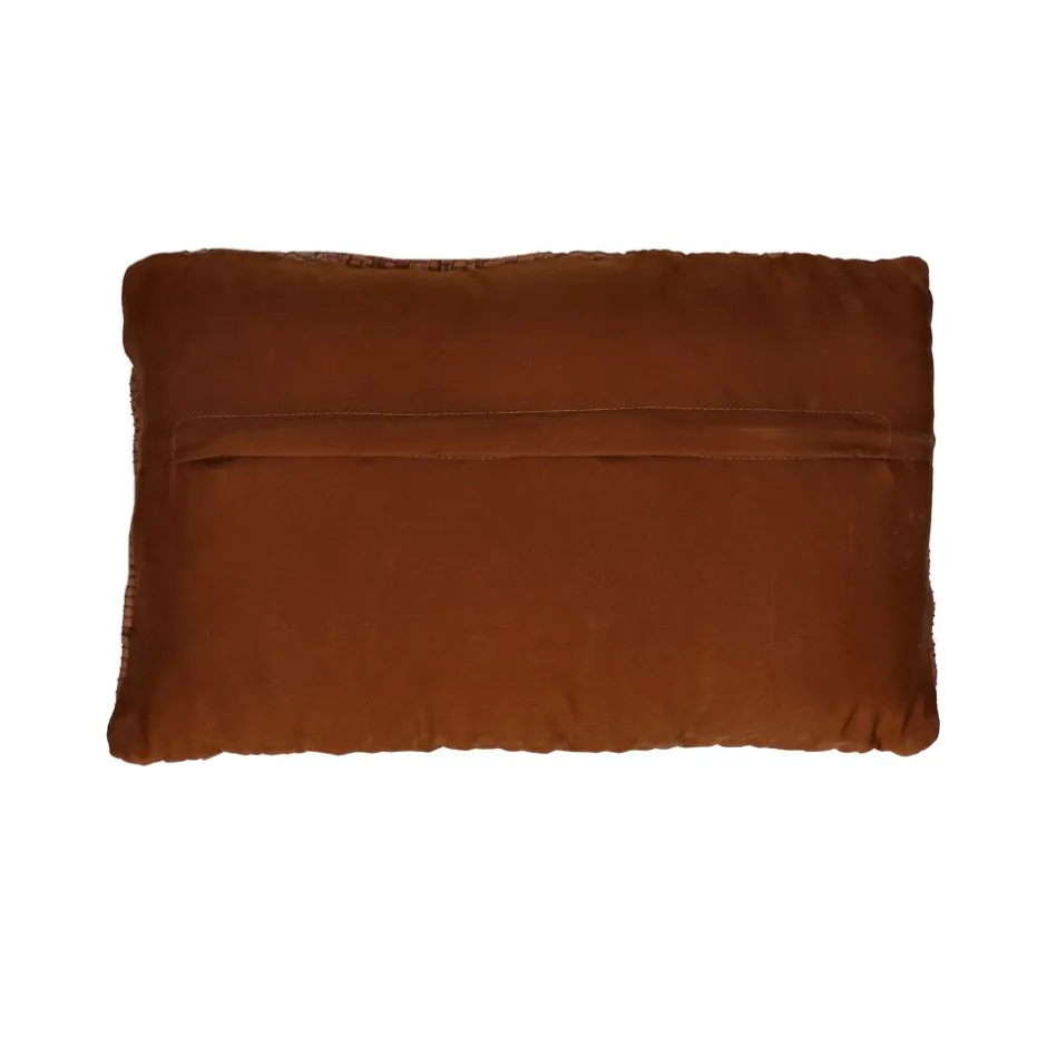 Pomax Coussins-RAW - coussin - cuir recyclé / tissues recyclées - L 50 x W 30 cm - cognac