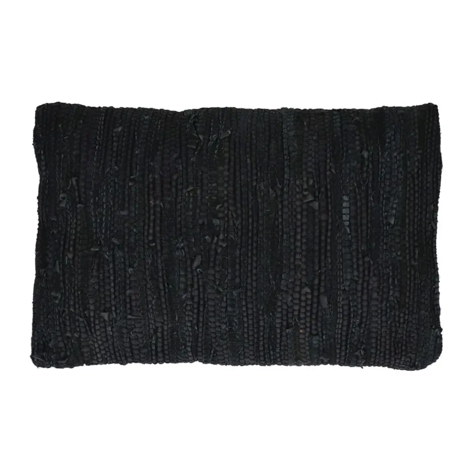 Pomax Coussins-RAW - coussin - cuir recyclé / tissues recyclées - L 60 x W 40 cm - noir
