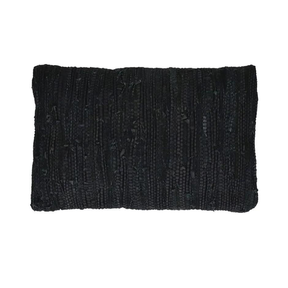 Pomax Coussins-RAW - coussin - cuir recyclé / tissues recyclées - L 50 x W 30 cm - noir
