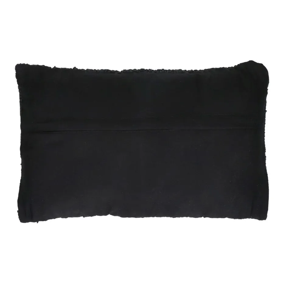 Pomax Coussins-RAW - coussin - cuir recyclé / tissues recyclées - L 60 x W 40 cm - noir