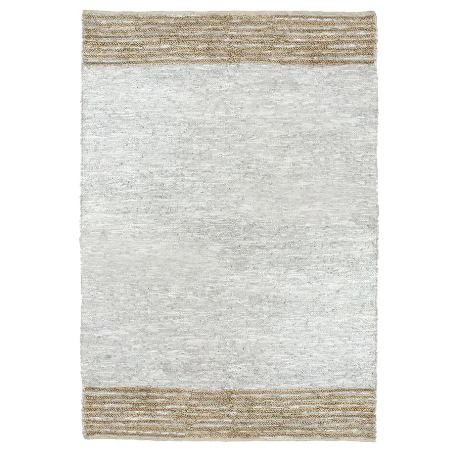 Pomax Tapis-RAW - tapis - cuir recyclé / jute - L 240 x W 180 cm - gris clair