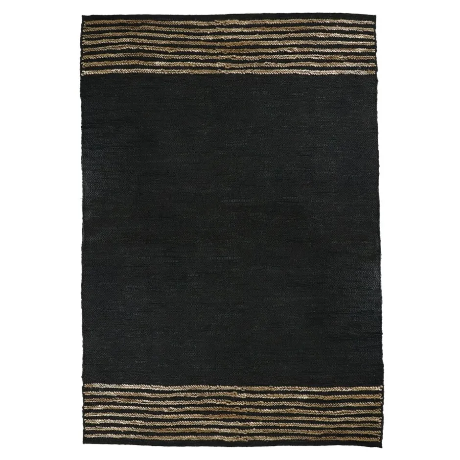 Pomax Tapis-RAW - tapis - cuir recyclé / jute - L 240 x W 180 cm - noir