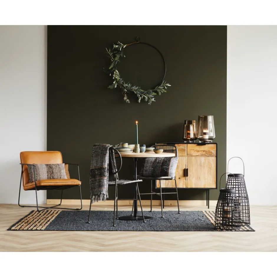 Pomax Tapis-RAW - tapis - cuir recyclé / jute - L 240 x W 180 cm - noir