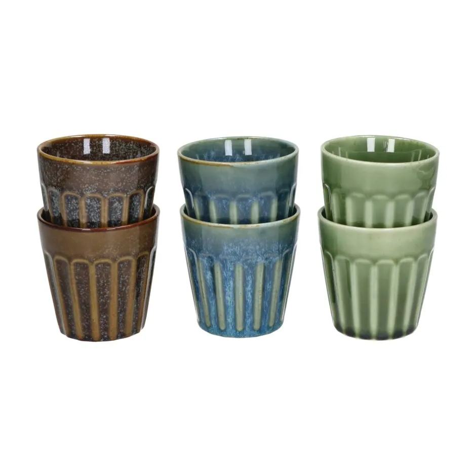 Pomax Vaisselle-RIALTO - set/6 gobelets - porcelaine - DIA 8 x H 8,5 cm - mix de couleurs