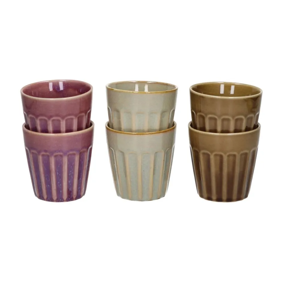 Pomax Vaisselle-RIALTO - set/6 gobelets - porcelaine - DIA 8 x H 8,5 cm - mix de couleurs
