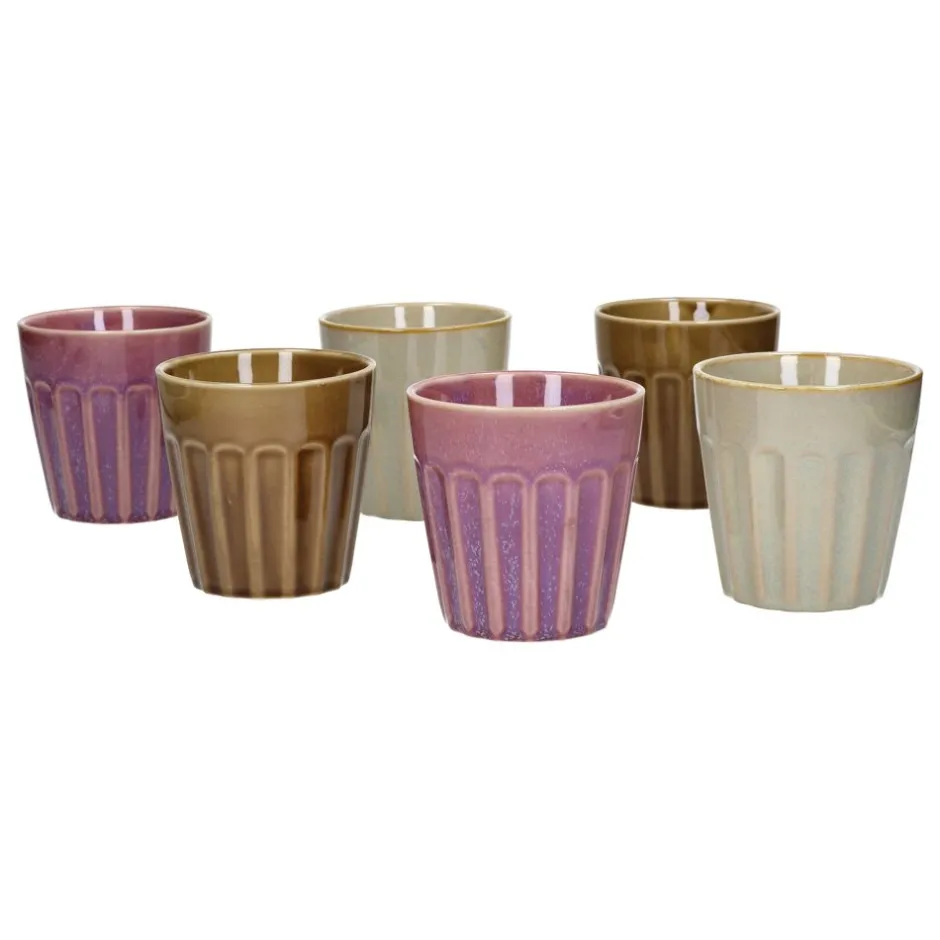Pomax Vaisselle-RIALTO - set/6 gobelets - porcelaine - DIA 10 x H 10 cm - mix de couleurs