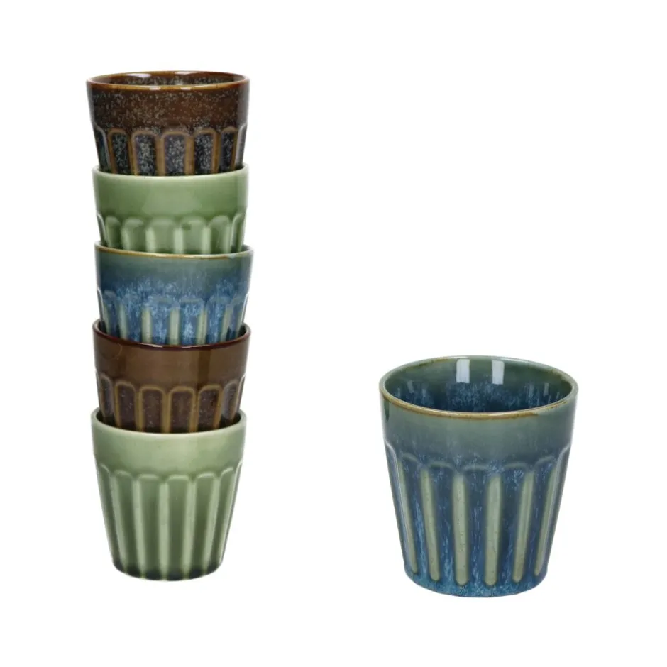 Pomax Vaisselle-RIALTO - set/6 gobelets - porcelaine - DIA 8 x H 8,5 cm - mix de couleurs