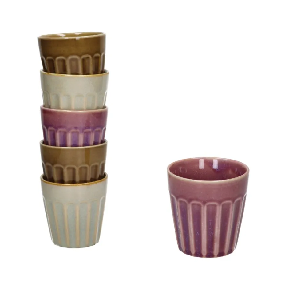 Pomax Vaisselle-RIALTO - set/6 gobelets - porcelaine - DIA 8 x H 8,5 cm - mix de couleurs