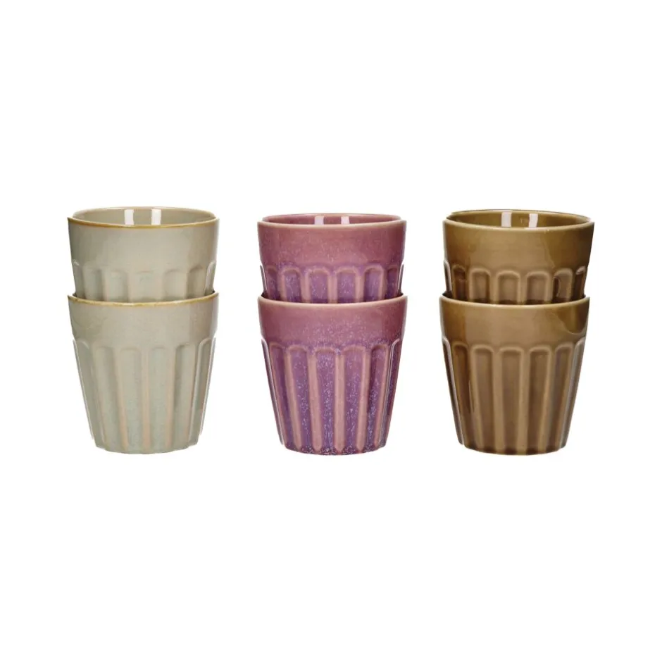 Pomax Vaisselle-RIALTO - set/6 gobelets - porcelaine - DIA 10 x H 10 cm - mix de couleurs