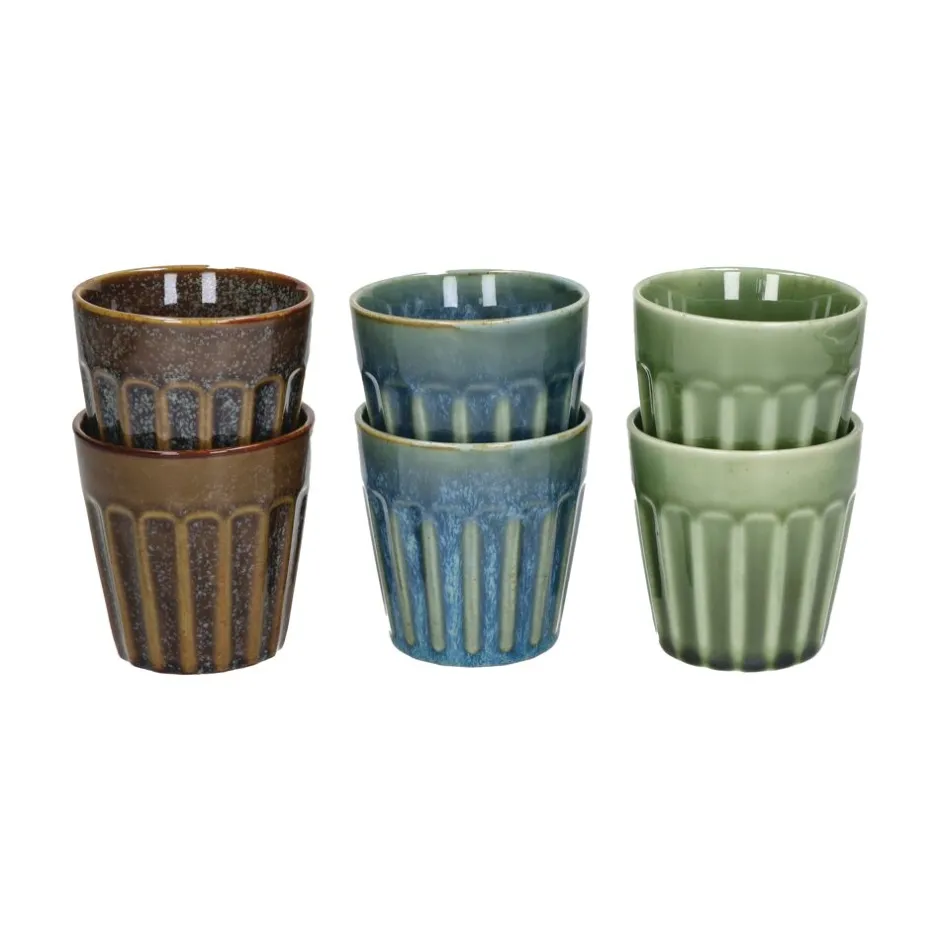 Pomax Vaisselle-RIALTO - set/6 gobelets - porcelaine - DIA 8 x H 8,5 cm - mix de couleurs
