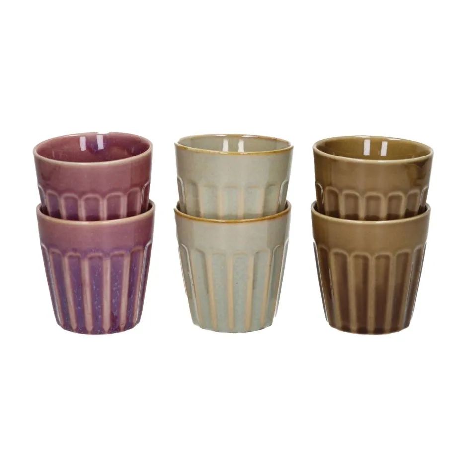 Pomax Vaisselle-RIALTO - set/6 gobelets - porcelaine - DIA 8 x H 8,5 cm - mix de couleurs