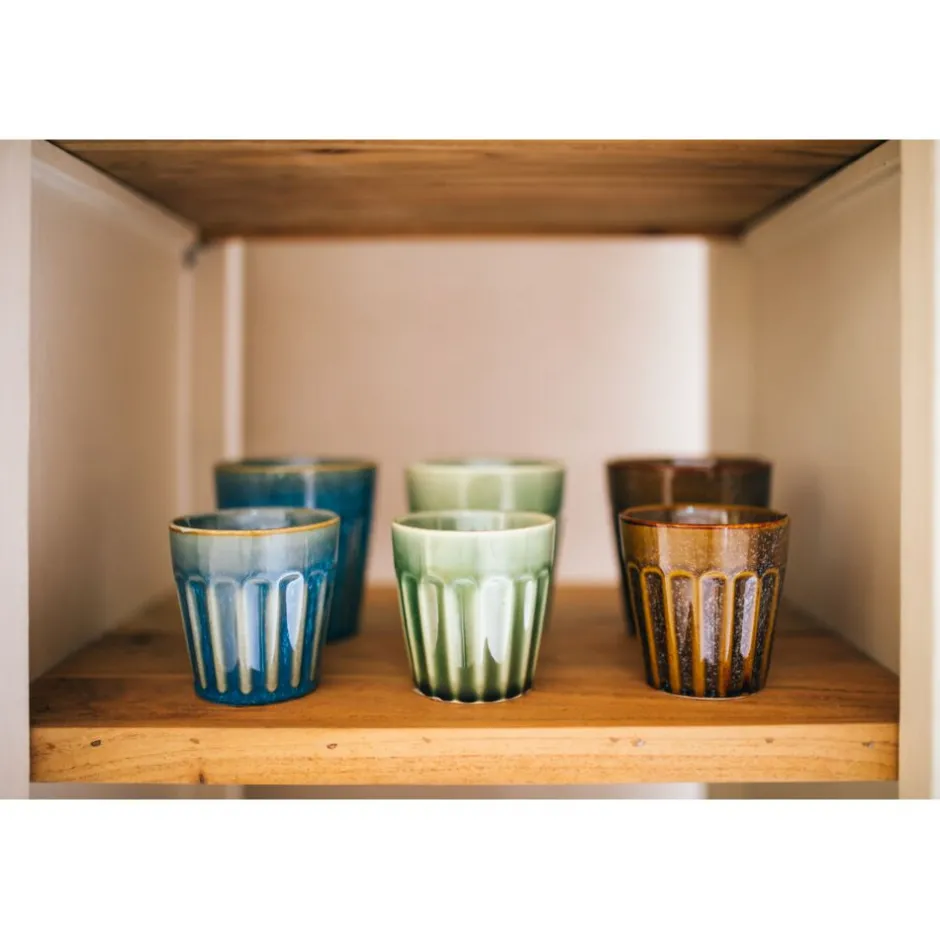 Pomax Vaisselle-RIALTO - set/6 gobelets - porcelaine - DIA 8 x H 8,5 cm - mix de couleurs