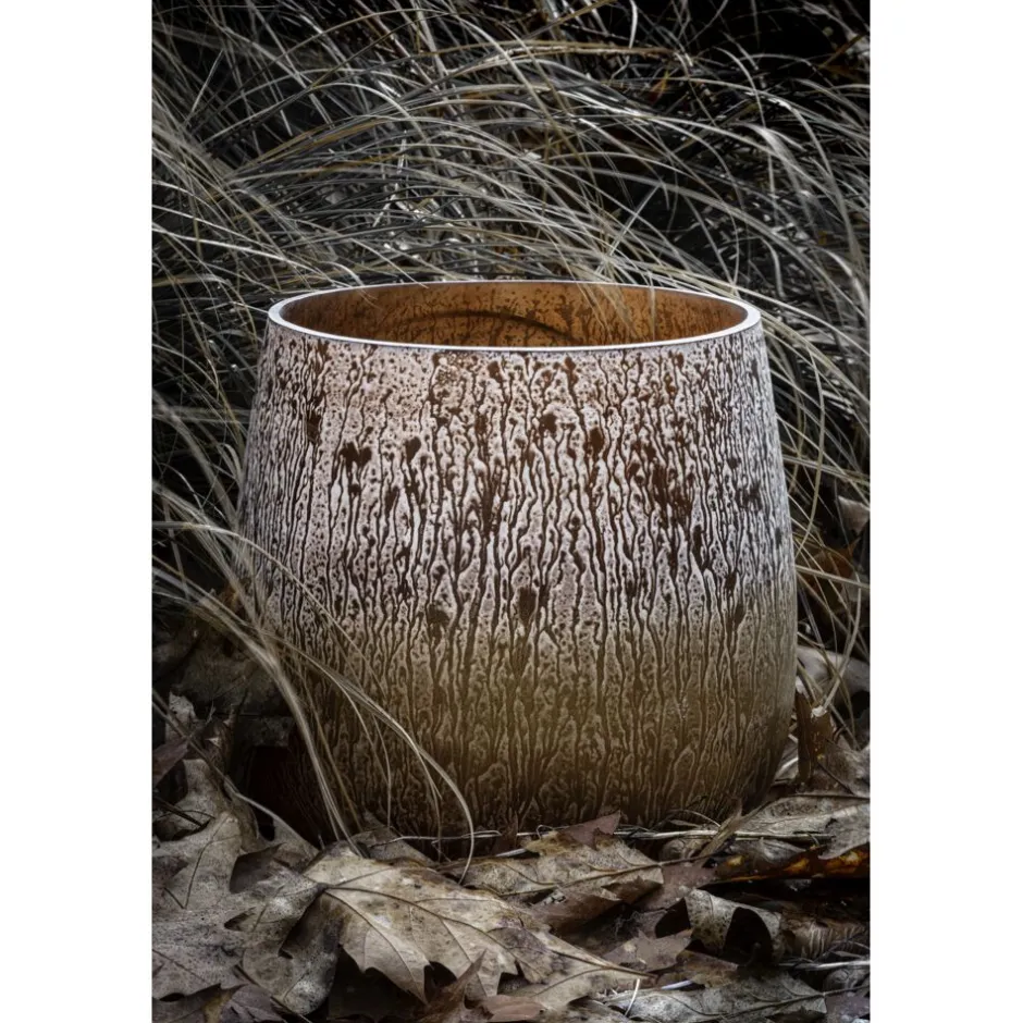 Pomax Cache-pots-ROCK - pot à fleurs - verre - DIA 25 x H 25 cm - mix de couleurs